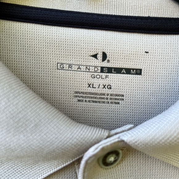 Men’s Grand Slam Performance Golf Polo Size Large Tan with Black Shirt - Picture 5 of 9